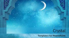  Presentation with muslim - PPT theme featuring religion - islamic greeting eid mubarak cards background and a teal colored foreground