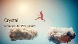  Presentation with overcoming - Presentation having religion - man jumping from one cloud background and a lemonade colored foreground