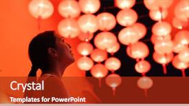  Presentation with lantern chinese - Theme featuring religion - woman look at the red background and a crimson colored foreground