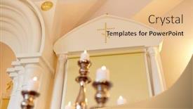  Presentation with christianity - Cool new slide deck with religion and christianity concept - candles burning in orthodox church backdrop and a lemonade colored foreground