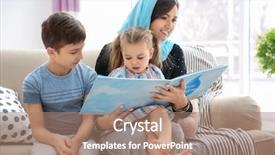  Presentation with children reading - Colorful slides enhanced with religion books - muslim woman reading book backdrop and a coral colored foreground