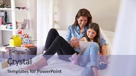  Presentation with mother tiger and lion - Colorful slide deck enhanced with 5 year - mother and daughter sitting backdrop and a  colored foreground