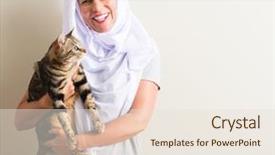  Presentation with arabian woman wearing hijab muslim - Amazing presentation theme having religion content - arabian woman wearing white hijab backdrop and a lemonade colored foreground