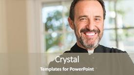  Presentation with happy sad face man - Audience pleasing theme consisting of religion content - christian priest man backdrop and a  colored foreground