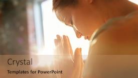  Presentation with faith - Beautiful slide set featuring religion-faith-and-people-concept backdrop and a coral colored foreground