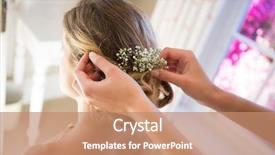  Presentation with hair dressing - Amazing PPT theme having religion marriage - cropped hands of bridesmaid adjusting backdrop and a coral colored foreground