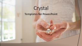  Presentation with diamond clip - PPT theme with religion marriage - midsection of bride holding diamond background and a soft green colored foreground