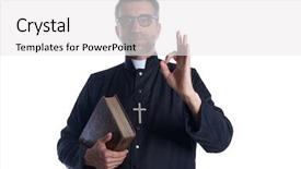  Presentation with colorful finger painted hands - Audience pleasing presentation consisting of religion signs - priest with ok finger hands backdrop and a white colored foreground