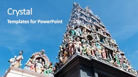  Presentation with blessed virgin mary statue blue - Cool new PPT theme with religion statue in singapore chinatown backdrop and a teal colored foreground