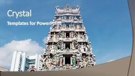  Presentation with blue abstract - Beautiful PPT layouts featuring religion statue in singapore chinatown backdrop and a teal colored foreground