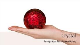  Presentation with magic - Presentation having religion symbol globe - magic sphere in hand isolated background and a lemonade colored foreground