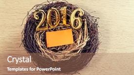  Presentation with new born - Colorful slide set enhanced with religion symbol globe - new born 2016 on nest backdrop and a coral colored foreground