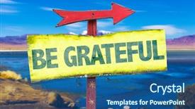  Presentation with thank - PPT theme consisting of religion thank you - be grateful sign with landscape background and a ocean colored foreground