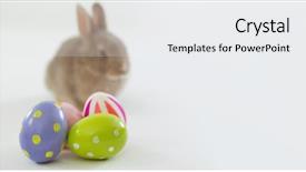  Presentation with bunny - PPT layouts consisting of religion theme - close-up of easter eggs background and a white colored foreground