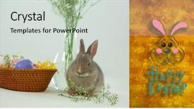  Presentation with bunny - Slide deck with religion theme - easter bunny with greeting background and a  colored foreground