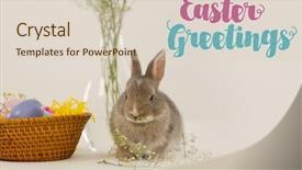  Presentation with bon voyage farewell greeting journey - Slide set featuring religion theme - easter greeting against basket background and a lemonade colored foreground