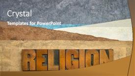  Presentation with spirituality - PPT layouts with religion-word-in-vintage-letterpress background and a gray colored foreground