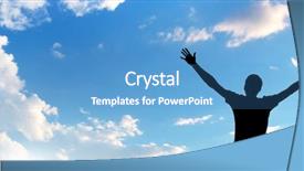  Presentation with sky diving man falling - Audience pleasing slide deck consisting of religions free - silhouette of man and beautiful backdrop and a teal colored foreground