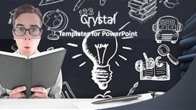  Presentation with reading bible - Beautiful PPT theme featuring religions globe - geeky preacher reading from black backdrop and a dark gray colored foreground