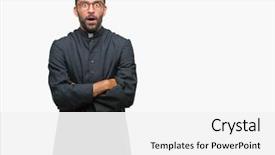  Presentation with fear - Theme featuring religious - adult hispanic catholic priest man background and a white colored foreground