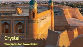  Presentation with uzbekistan - Colorful PPT layouts enhanced with religious - ancient city of khiva uzbekistan backdrop and a tawny brown colored foreground