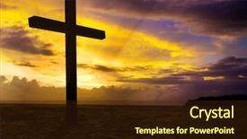  Presentation with christian sunset religious - Amazing slide deck having religious - christian cross on sunset background backdrop and a wine colored foreground