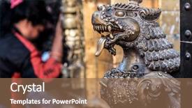  Presentation with lion - PPT theme having religious - close-up photo of lion bronze background and a coral colored foreground