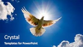  Presentation with religious - Presentation featuring religious - dove in the air background and a ocean colored foreground