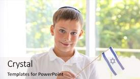  Presentation with jewish - Beautiful slides featuring religious - jewish boy with flag backdrop and a soft green colored foreground