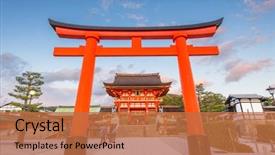  Presentation with kyoto - PPT layouts with religious - kyoto japan at fushimi inari background and a red colored foreground