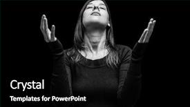  Presentation with worship woman - Audience pleasing slide deck consisting of religious - mourning woman praying with arms backdrop and a black colored foreground