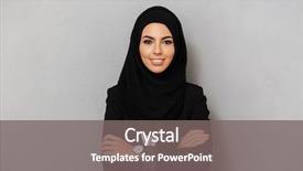  Presentation with woman muslim - Colorful PPT theme enhanced with religious - portrait of muslim elegant woman backdrop and a gray colored foreground