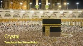  Presentation with kaaba - Beautiful presentation design featuring religious - praying in mecca at kaaba backdrop and a tawny brown colored foreground