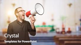  Presentation with religion - Presentation design featuring religious - priest religion man communicates shouting background and a tawny brown colored foreground