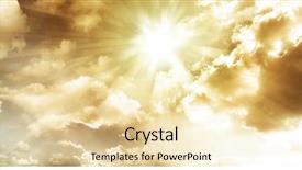  Presentation with sky sun - Presentation design featuring religious - sun rays in cloudy sky background and a lemonade colored foreground