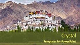  Presentation with ladakh - Beautiful slides featuring religious - thikse gompa or thikse monastery backdrop and a tawny brown colored foreground