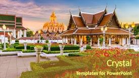  Presentation with bangkok - PPT theme featuring religious - wat ratchanatdaram temple in bangkok background and a tawny brown colored foreground