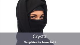  Presentation with woman muslim - PPT layouts enhanced with religious-and-people-concept-happy background and a dark gray colored foreground