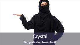  Presentation with hijab - Colorful PPT theme enhanced with religious and people concept - muslim backdrop and a tawny brown colored foreground