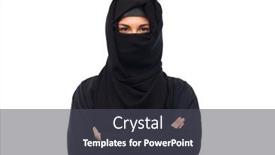  Presentation with woman muslim - Audience pleasing theme consisting of religious-and-people-concept-muslim backdrop and a dark gray colored foreground