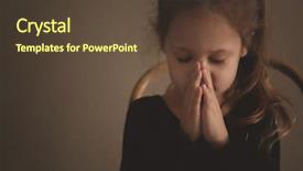  Presentation with religious - Beautiful PPT theme featuring religious christian girl praying backdrop and a tawny brown colored foreground