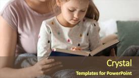  Presentation with religious bible - Colorful presentation theme enhanced with religious christian girl reading bible backdrop and a tawny brown colored foreground