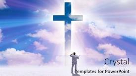  Presentation with lonely - Beautiful PPT theme featuring religious-concept-with-cross backdrop and a light blue colored foreground