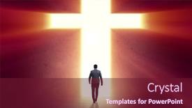  Presentation with lonely - Slide set enhanced with religious-concept-with-cross background and a tawny brown colored foreground