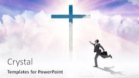  Presentation with lonely - Slide deck consisting of religious-concept-with-cross background and a sky blue colored foreground