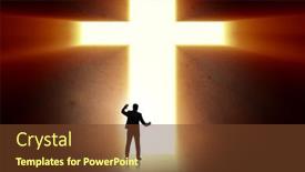  Presentation with lonely - Audience pleasing presentation theme consisting of religious-concept-with-cross backdrop and a tawny brown colored foreground