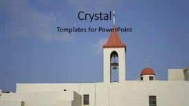  Presentation with church christian - PPT layouts with religious crucifiction - christian church in akko israel background and a ocean colored foreground