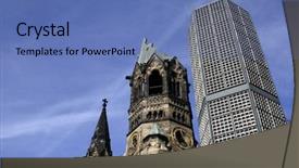  Presentation with world war 2 germany - Presentation theme with religious crucifiction - gedaechtnis kirche berlin germany background and a teal colored foreground