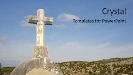  Presentation with stone cross - Slides enhanced with religious crucifiction - white stone cross on blue background and a teal colored foreground