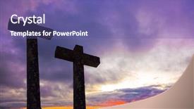  Presentation with shadow - Audience pleasing presentation theme consisting of crosses silhouette against the sky backdrop and a violet colored foreground